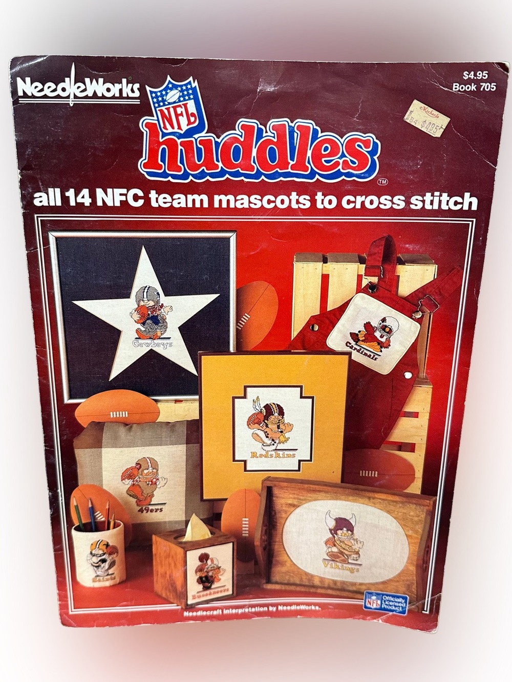 NeedleWorks NFL Football Huddles Mascots Cross Stitch Pattern Booklet Vintage 83